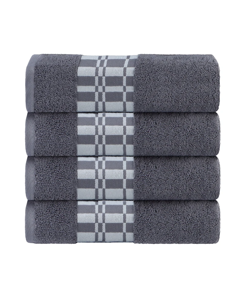 Superior Larissa Geometric Embroidered Jacquard Border Cotton -Pc. Bath Towel Set