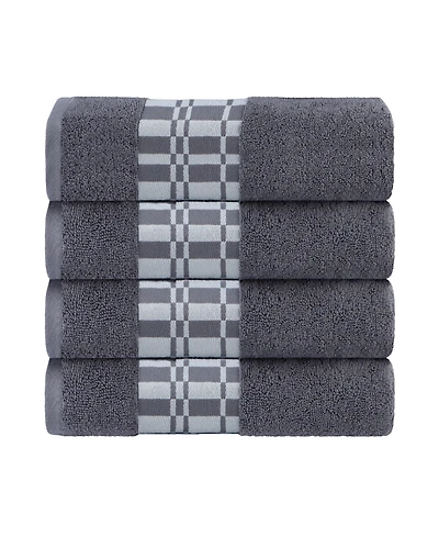 Superior Larissa Geometric Embroidered Jacquard Border Cotton -Pc. Bath Towel Set