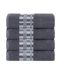 Superior Larissa Geometric Embroidered Jacquard Border Cotton -Pc. Bath Towel Set