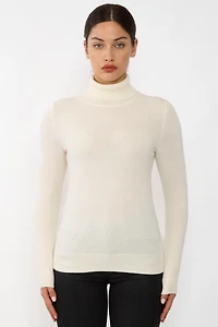 Jennie Liu Women's 100% Pure Cashmere Long Sleeve Turtleneck Pullover Sweater