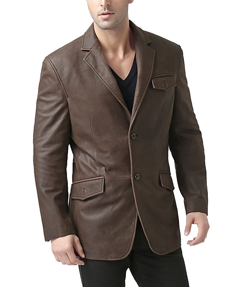 Bgsd Men Distressed Leather Blazer
