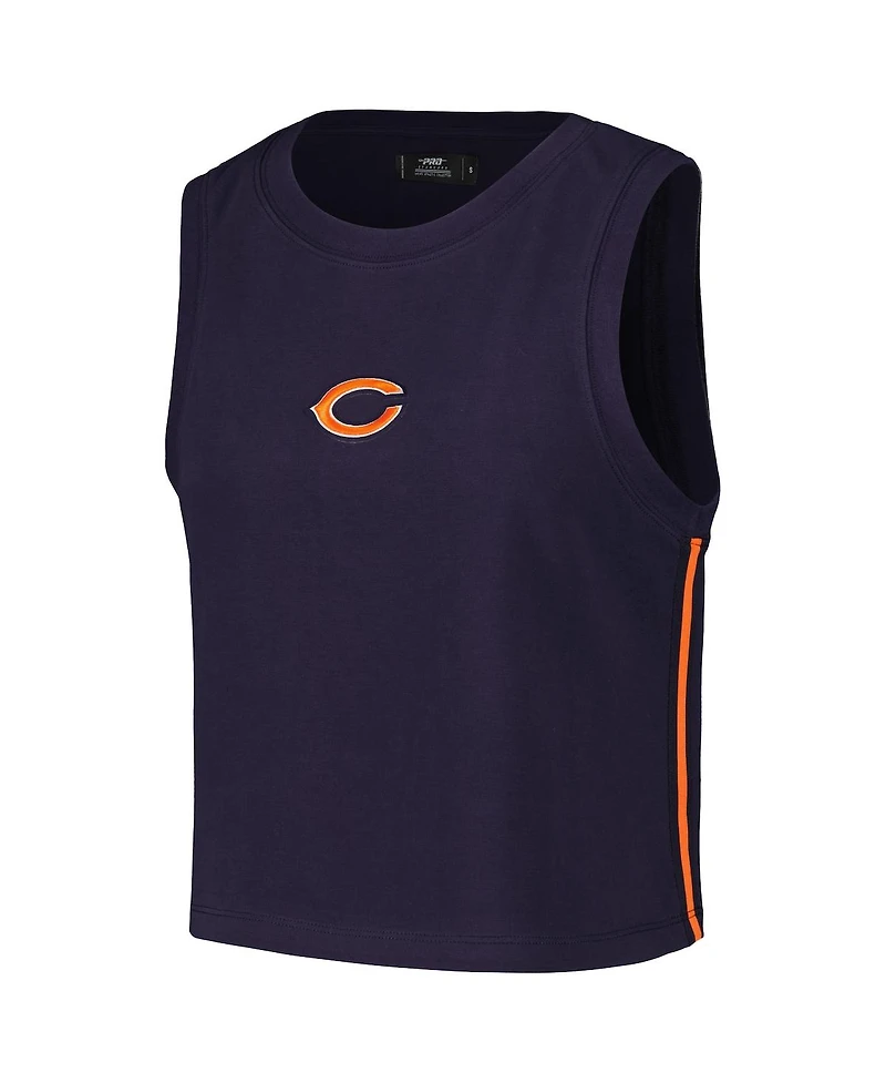 Women's Pro Standard Navy Chicago Bears Ombre Wordmark Classic Cropped Tank Top