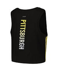 Women's Pro Standard Black Pittsburgh Steelers Ombre Wordmark Classic Cropped Tank Top