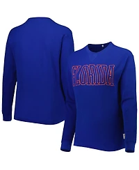 Women's Pressbox Royal Florida Gators Surf Southlawn Waffle-Knit Thermal Tri-Blend Long Sleeve T-shirt