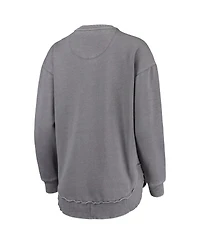 Women's Pressbox Heathered Gray Distressed Michigan State Spartans Vintage-Like Wash Pullover Sweatshirt