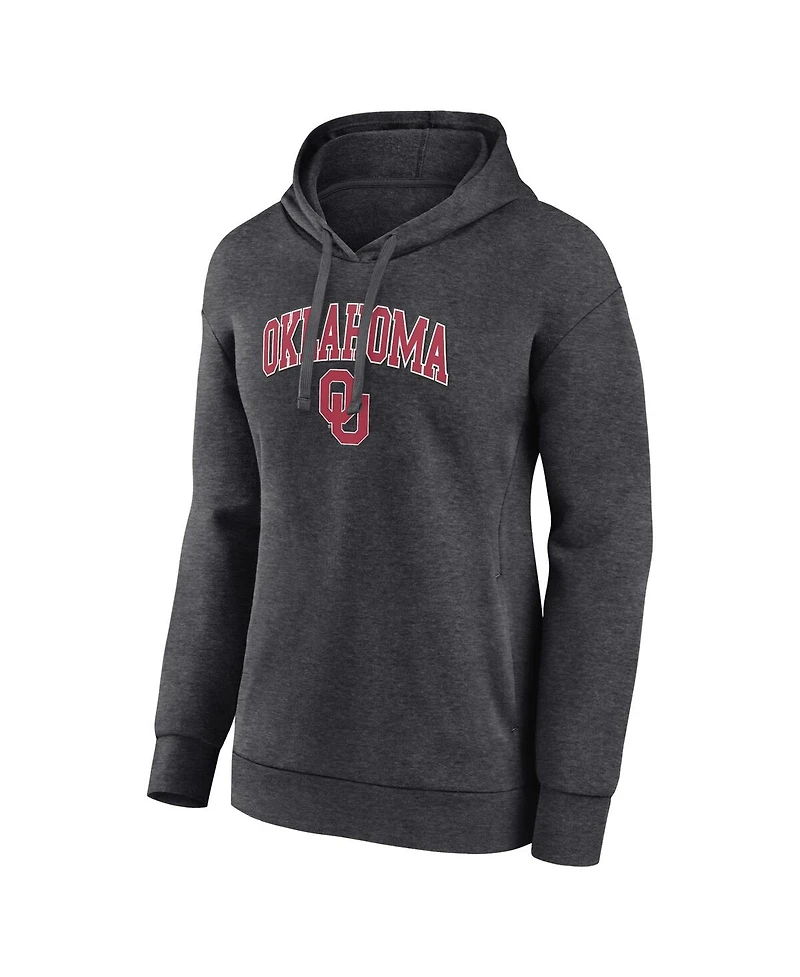 Women's Fanatics Heather Charcoal Oklahoma Sooners Evergreen Campus Pullover Hoodie