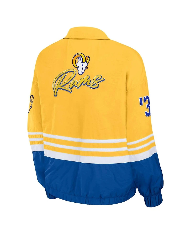 Women's Wear by Erin Andrews Gold Distressed Los Angeles Rams Vintage-Like Throwback Windbreaker Full-Zip Jacket