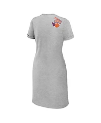 Women's Wear by Erin Andrews Heather Gray Clemson Tigers Knotted T-shirt Dress