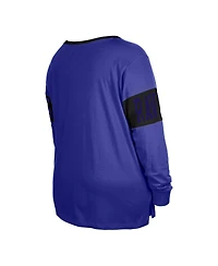 Women's New Era Purple Baltimore Ravens Plus Size Lace-Up Notch Neck Long Sleeve T-shirt