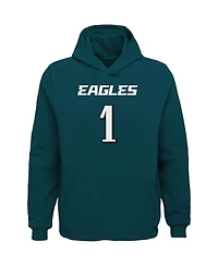 Big Boys Jalen Hurts Midnight Green Philadelphia Eagles Mainliner Player Name and Number Pullover Hoodie