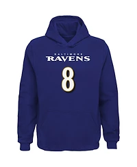 Big Boys Lamar Jackson Purple Baltimore Ravens Mainliner Player Name and Number Pullover Hoodie