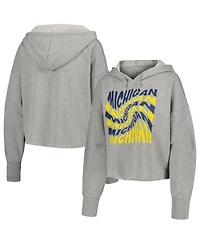 Women's ZooZatz Gray Michigan Wolverines Swirl Cropped Pullover Hoodie