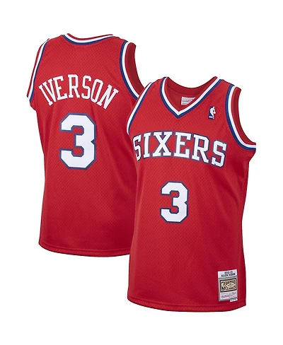 Men's Mitchell & Ness Allen Iverson Red Philadelphia 76ers 2001/02 Hardwood Classics Swingman Jersey