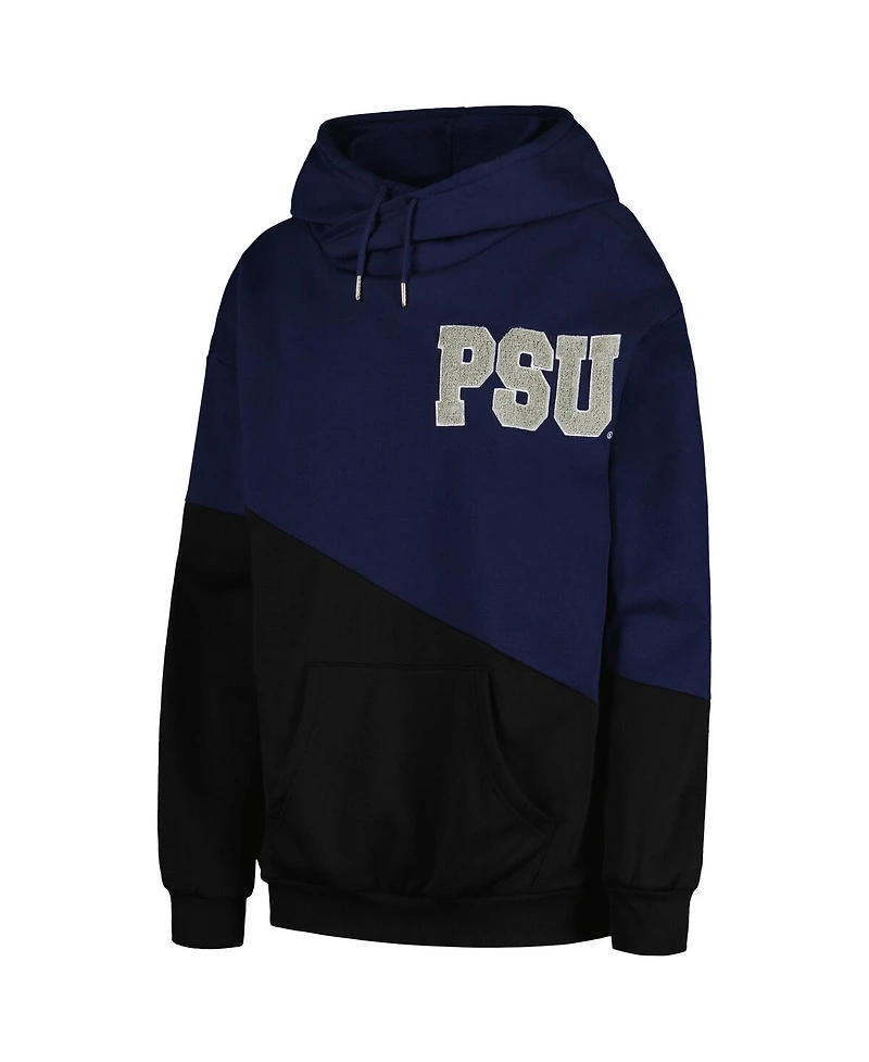 Women's Gameday Couture Navy, Black Penn State Nittany Lions Matchmaker Diagonal Cowl Pullover Hoodie