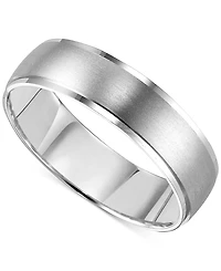 Men's Low Dome Brushed Finish Comfort Fit Wedding Band in Platinum