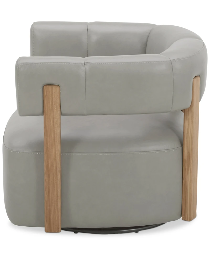 Closeout! Orsha 32" Leather Accent Swivel Chair, Created for Macy's