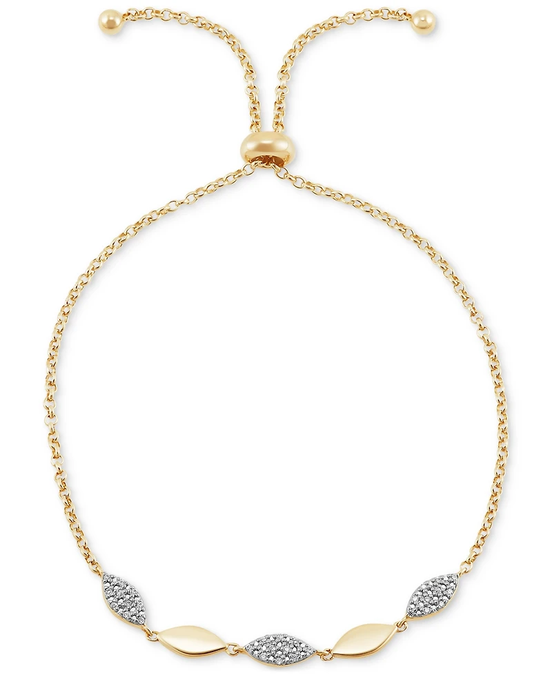 Diamond Link Bolo Bracelet (1/10 ct. t.w.) in 14k Gold-Plated Sterling Silver