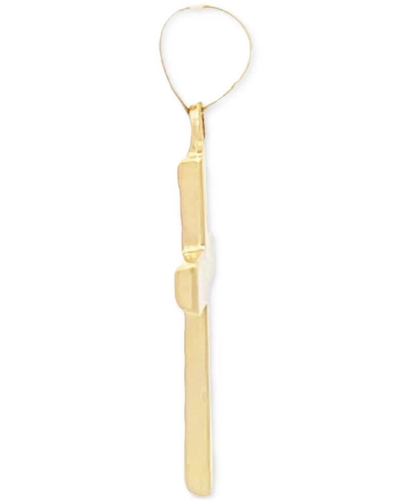Small Leaf Cross Pendant in 14k Gold
