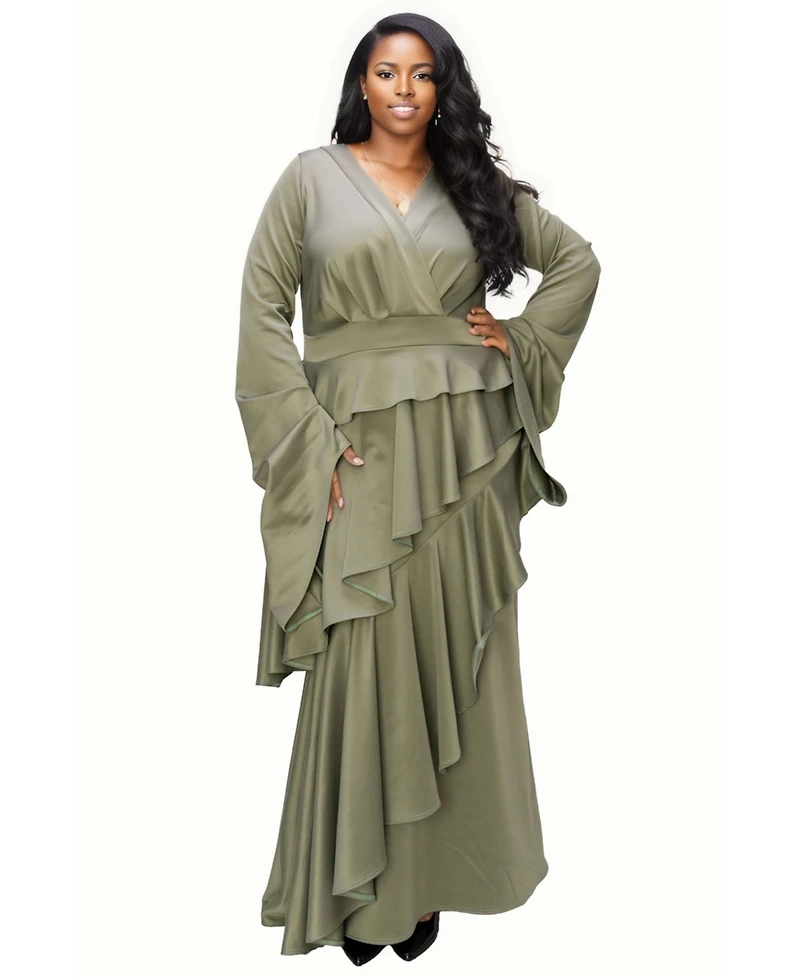 Plus Zeta Ruffled Drama Dress