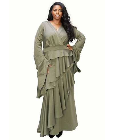 Plus Zeta Ruffled Drama Dress