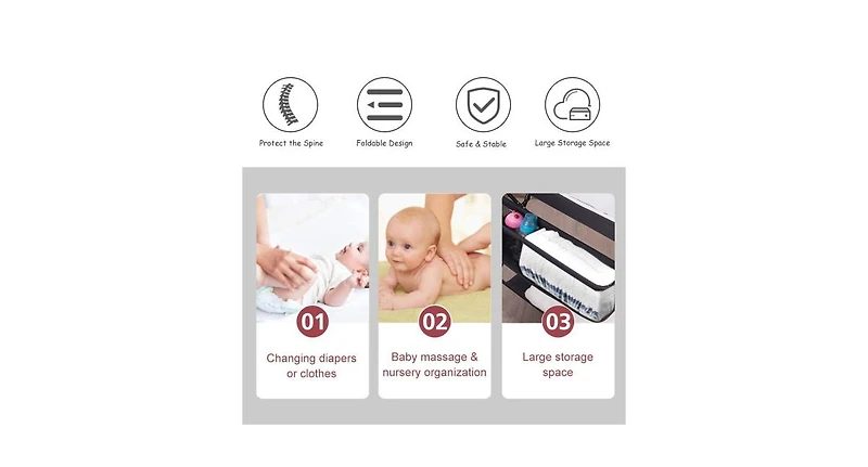 Portable Infant Changing Station Baby Diaper Table with Safety Belt