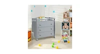 3-Drawer Dresser Changing Table with Safety Belt Guardrails-Grey