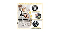 Slickblue Girls High Chair Foldable Feeding Chair with 4 Lockable Wheels