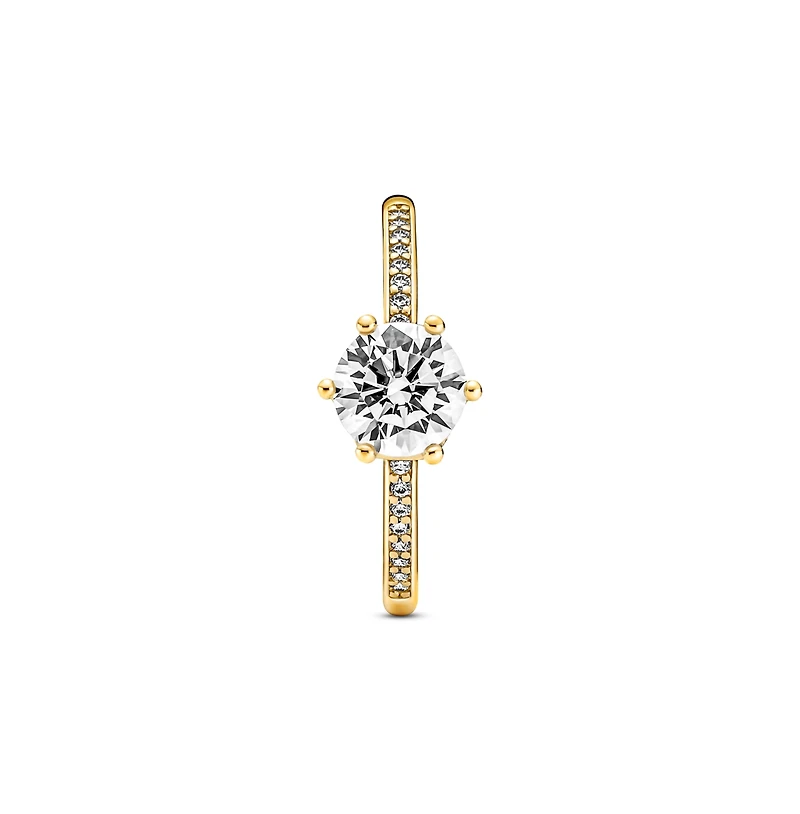 Pandora Cubic Zirconia Moments Clear Sparkling Crown Solitaire Ring