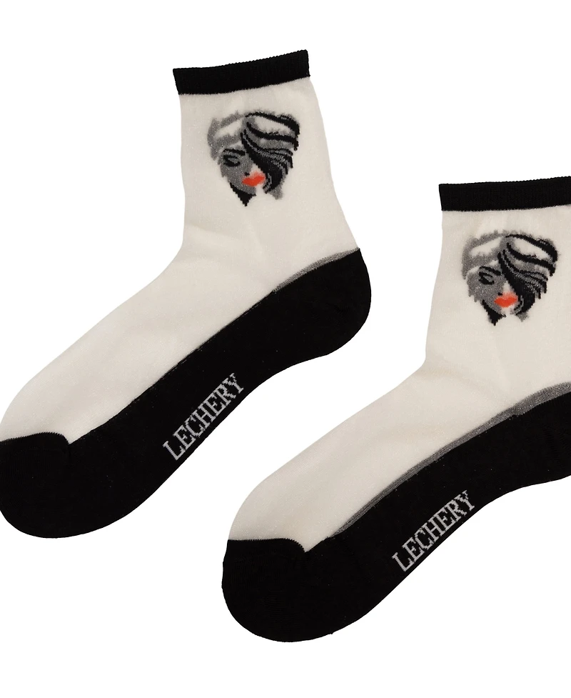 Lechery Women's Femme Fatale 2 Pairs of Sheer Crew Socks