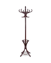 Wood Standing Hat Coat Rack with Umbrella Stand
