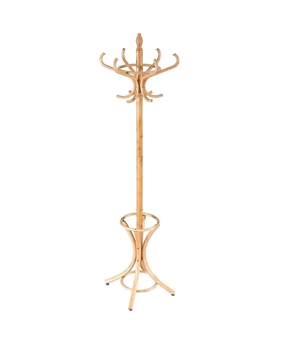 Wood Standing Hat Coat Rack with Umbrella Stand