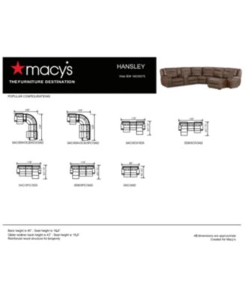 Closeout Hansley Zero Gravity Leather Sectional Collection Created For Macys