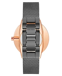 Nine West Women's Quartz Dark Gray Stainless Steel Mesh Band Watch, 40mm