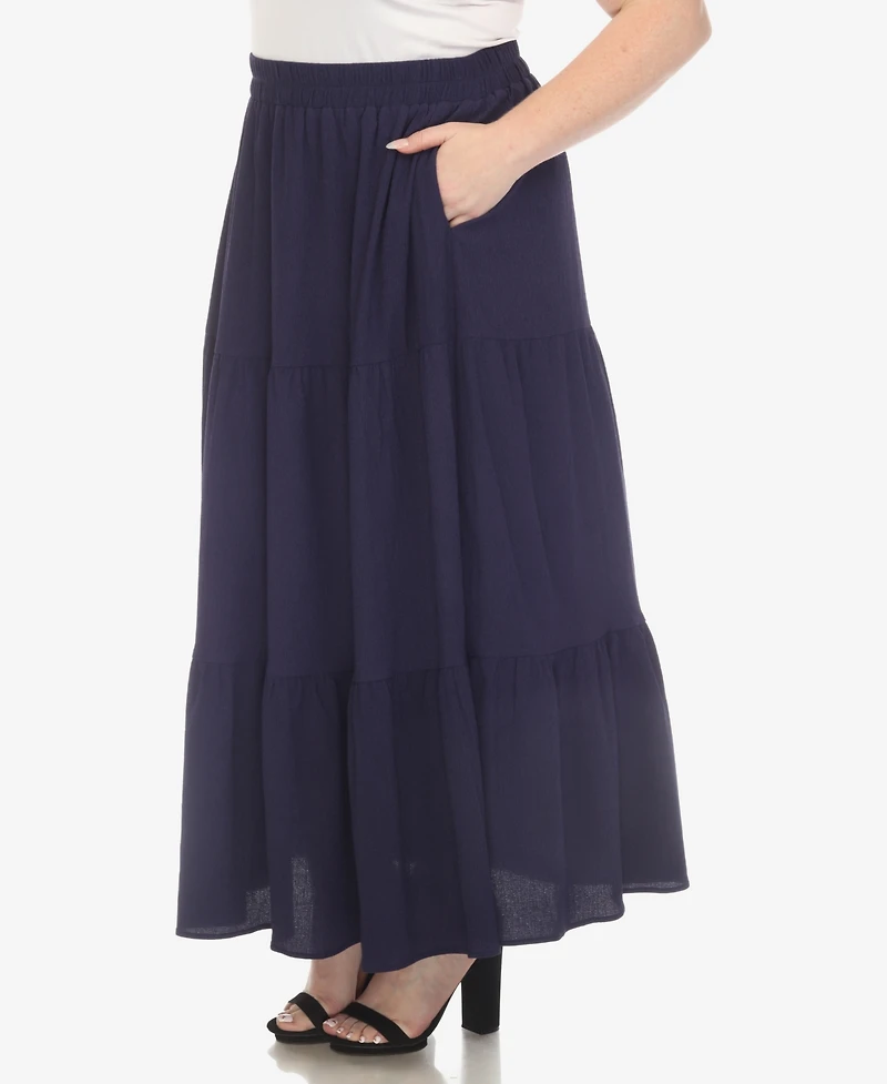White Mark Plus Pleated Tiered Maxi Skirt