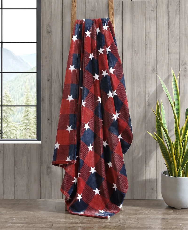 Eddie Bauer Americana Plaid Ultra Soft Plush Fleece Throw, 70 x 50