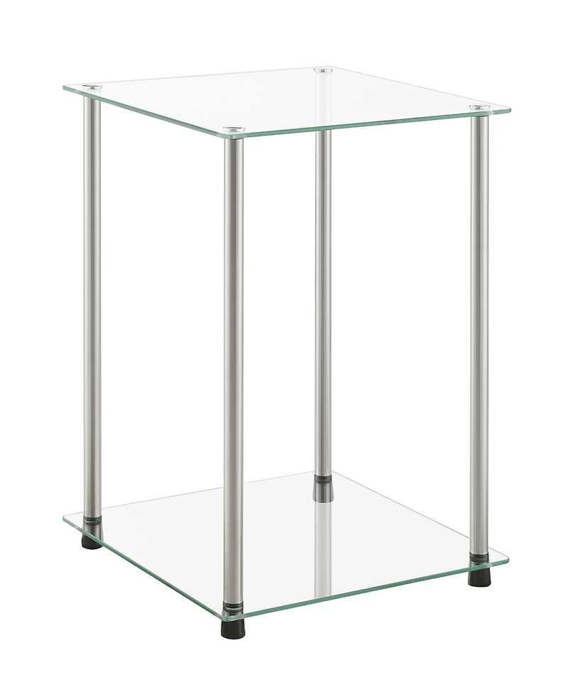 Convenience Concepts 15.75" Glass Designs2Go 2 Tier Square End Table