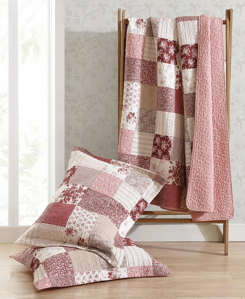 Laura Ashley Celina Patchwork Cotton Reversible 3-Piece Quilt Set, King