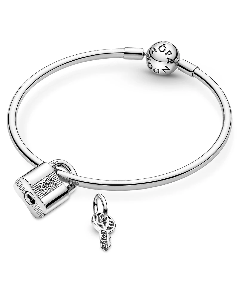 Pandora Cubic Zirconia Padlock and Key Dangle Charm