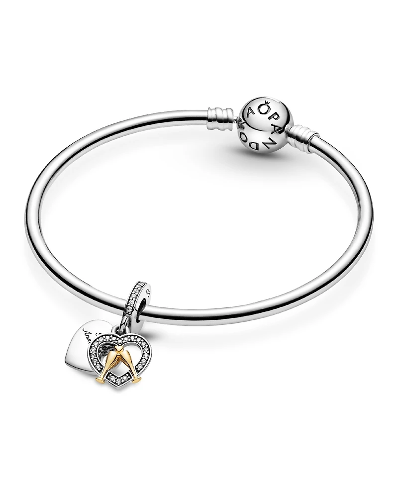 Pandora Cubic Zirconia Two-Tone Happy Anniversary Dangle Charm