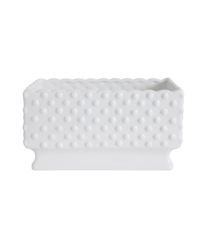 Cottage core Ceramic Hobnail Planter with Scalloped Edge