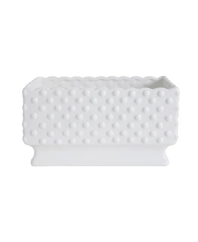 Cottage core Ceramic Hobnail Planter with Scalloped Edge