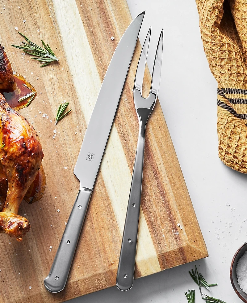 Zwilling Porterhouse 2-Piece Stainless Steel Carving Knife Set with Fork in Presentation Box Gift Set