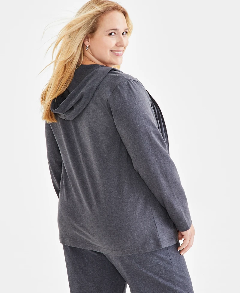 Style & Co Plus Zip-Up Hooded Sweatshirt, Exclusively at Macy's