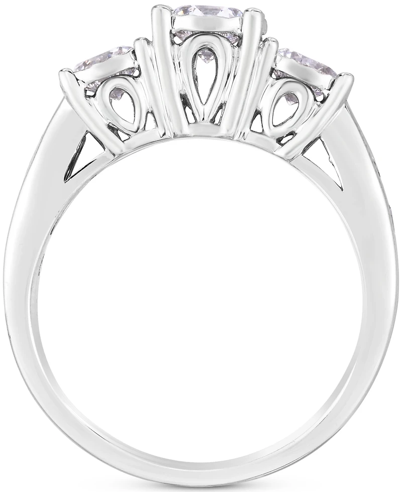 Diamond Three Stone Channel-Set Engagement Ring (1-1/2 ct. t.w.) in 14k White Gold