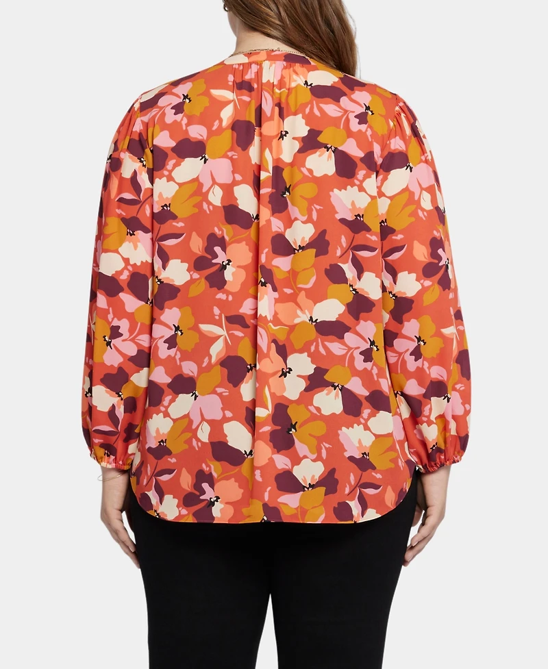 Nydj Plus Puff Sleeve Popover Top