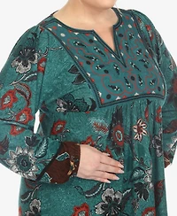 White Mark Plus Paisley Flower Embroidered Sweater Dress