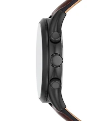 Fossil Men's Fenmore Multifunction Black-Tone Brown Leather Watch, 44mm