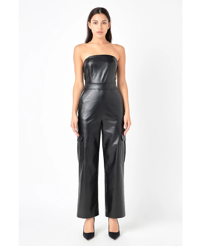 Women's Tube Top Cargo Jumpsuit