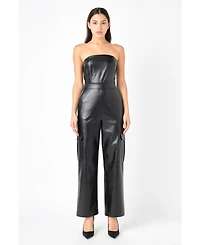 Women's Tube Top Cargo Jumpsuit