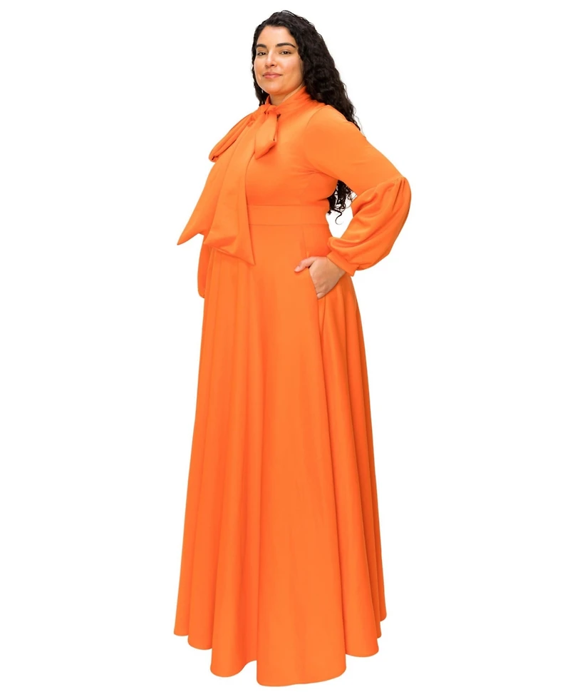 L I V D Plus Bella Donna Dress with Ribbon and Bishop Sleeves